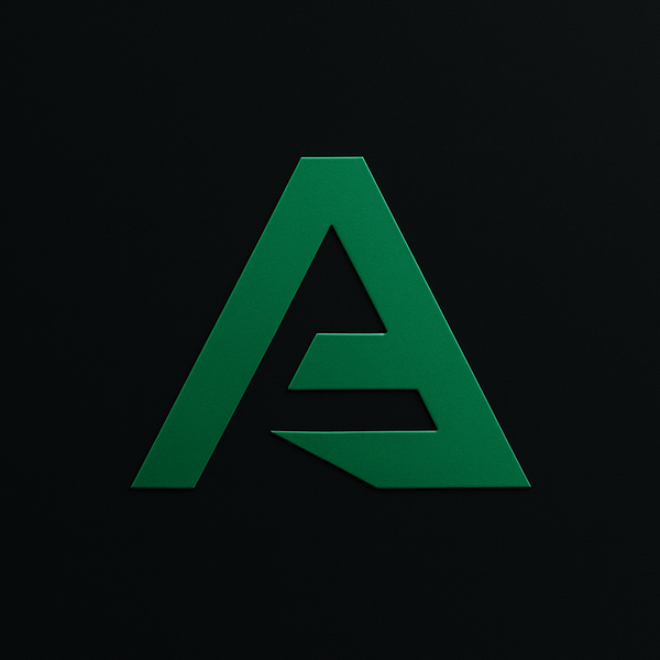 Green logo on a black background